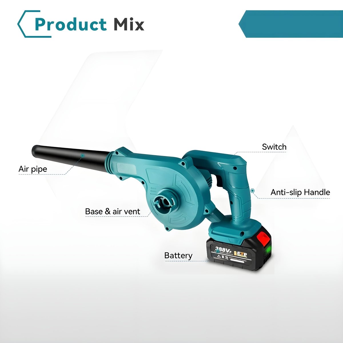 2 - in - 1 Cordless Electric Leaf & Dust Blower / Vacuum – 18V/21V Battery Powered - Small Pet Homes