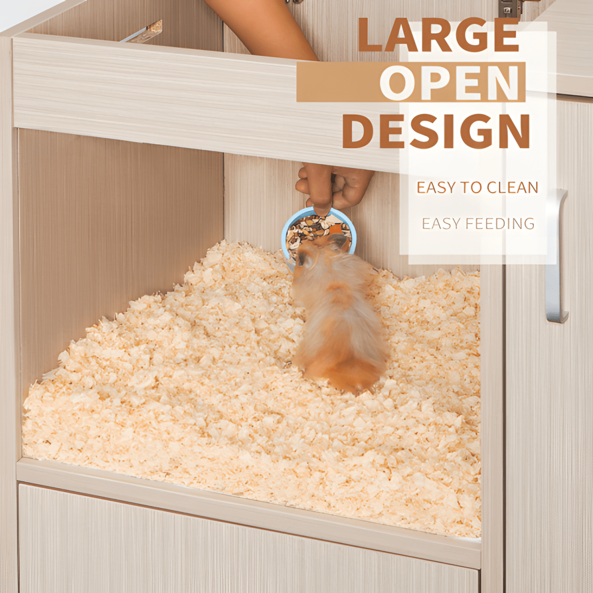 4 - Tier Wooden Guinea Pig & Hamster Cage with Lockers, Acrylic Windows, Openable Top - Spacious Small Animal Habitat - Small Pet Homes