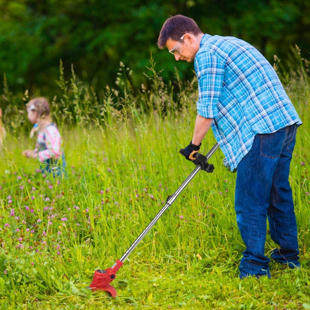Adjustable Battery Operated Telescopic Weed Trimmer - Powerful Cordless Weed Eater - Small Pet Homes