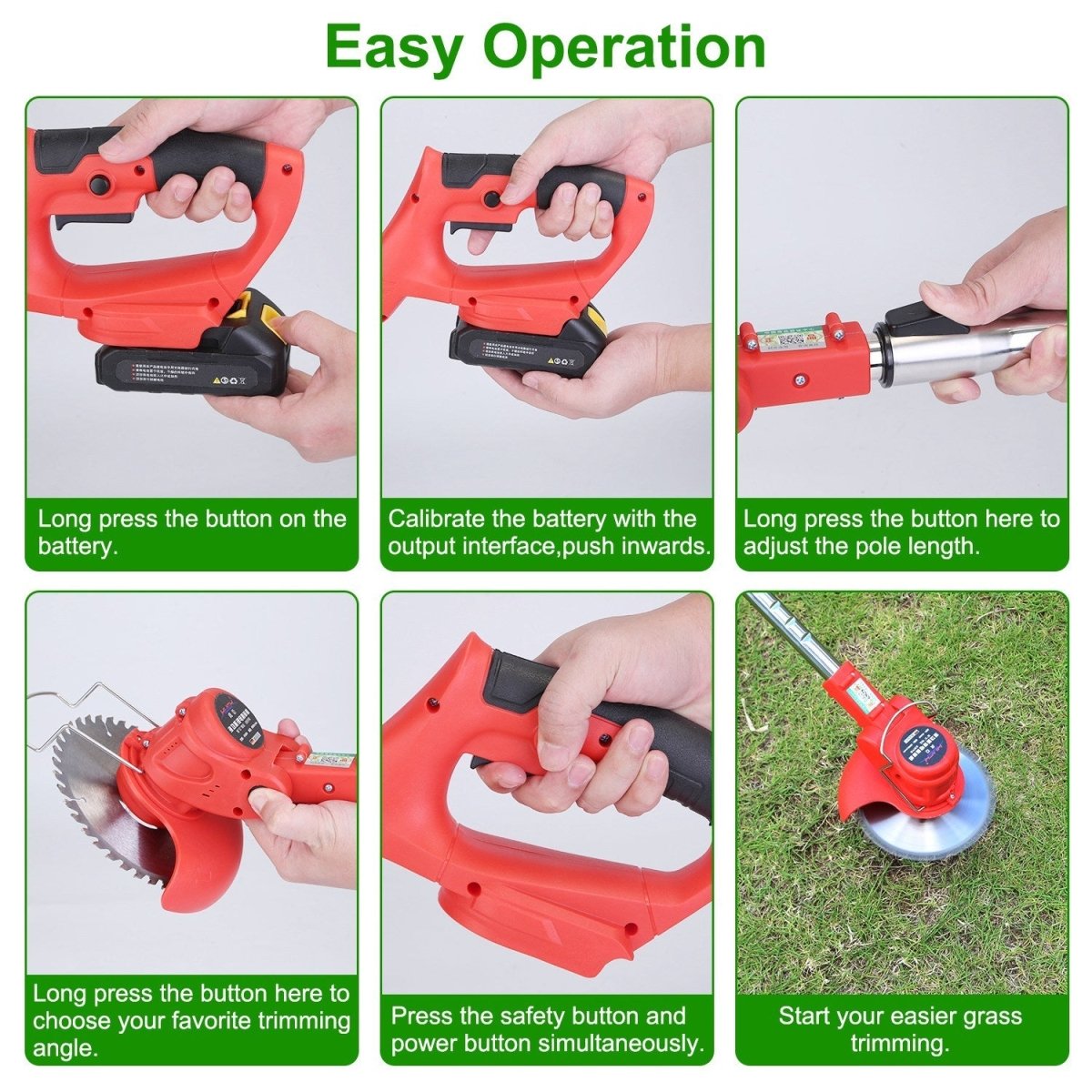 Adjustable Battery Operated Telescopic Weed Trimmer - Powerful Cordless Weed Eater - Small Pet Homes