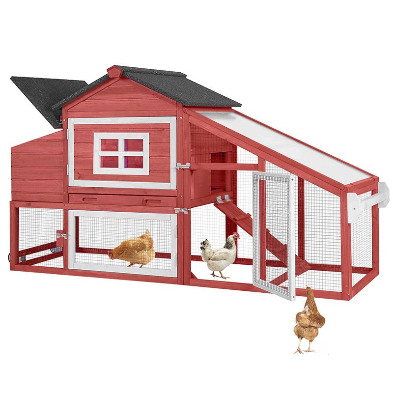 Chicken Tractor / Portable Chicken Coop with Wheels - Spacious, Durable, and Movable - Small Pet Homes