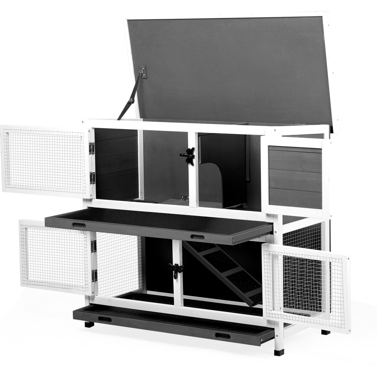 Compact 2 - Story Rabbit & Guinea Pig Hutch - Weather - Resistant and Easy to Clean - Small Pet Homes
