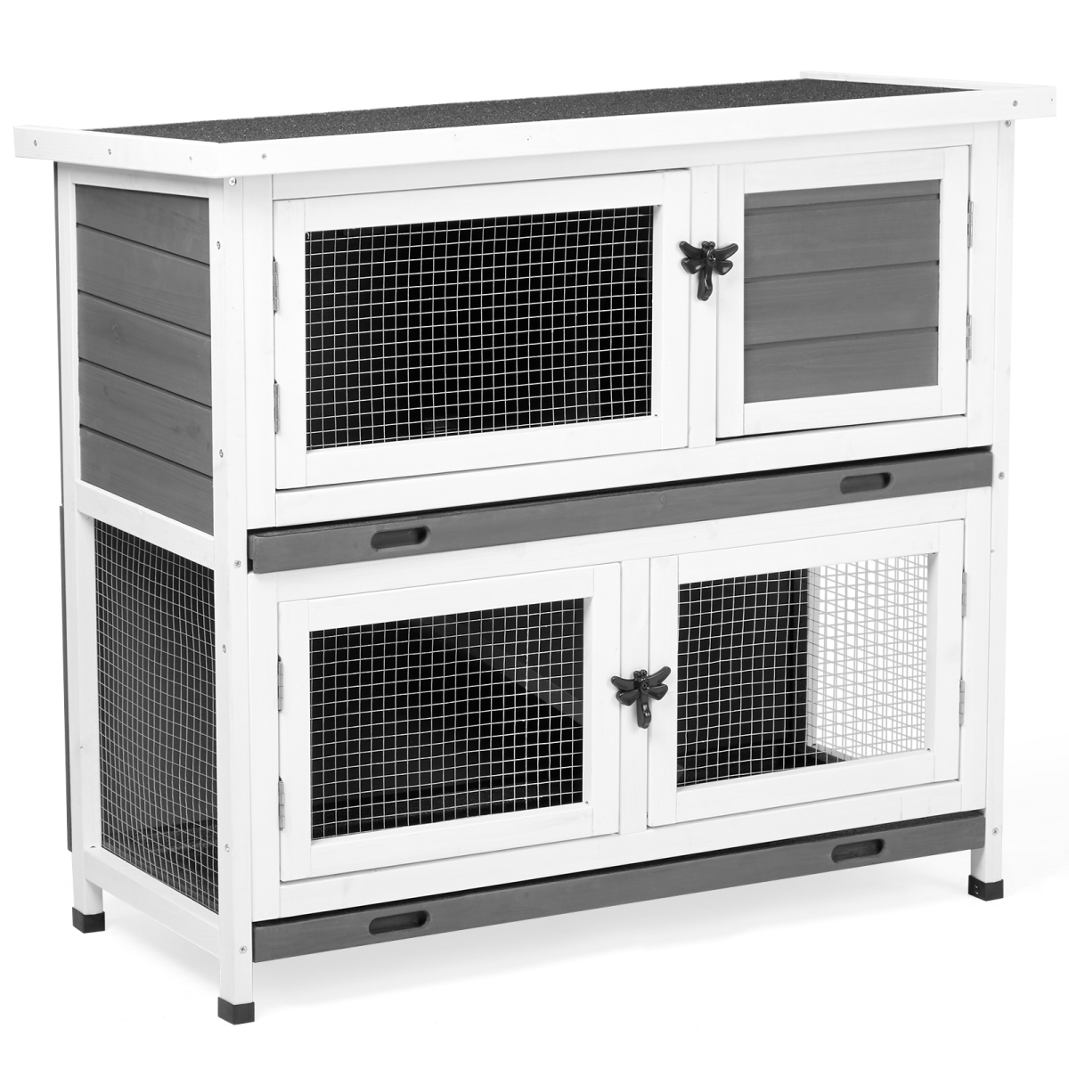 Compact 2 - Story Rabbit & Guinea Pig Hutch - Weather - Resistant and Easy to Clean - Small Pet Homes