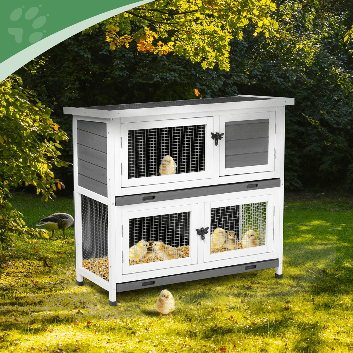 Compact 2 - Story Rabbit & Guinea Pig Hutch - Weather - Resistant and Easy to Clean - Small Pet Homes
