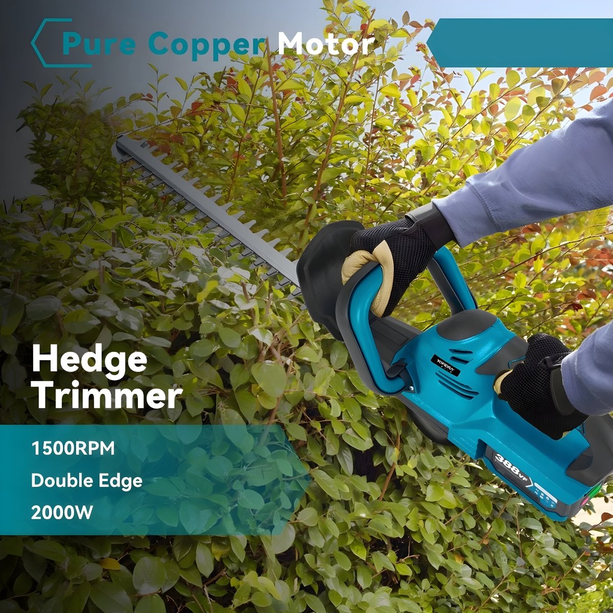 Cordless Hedge Trimmer (2000W) – Electric and Battery Operated – 510mm Blade, 18V Compatible - Small Pet Homes