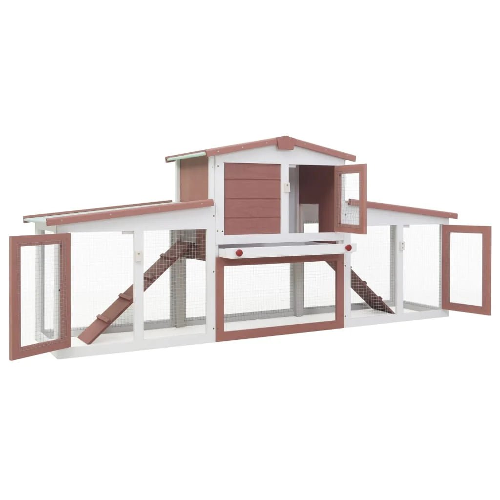 Deluxe 2 - Layer Wooden Rabbit Hutch - Spacious with Non - Slip Ramps, Removable Tray, Weatherproof Roof - Small Pet Homes