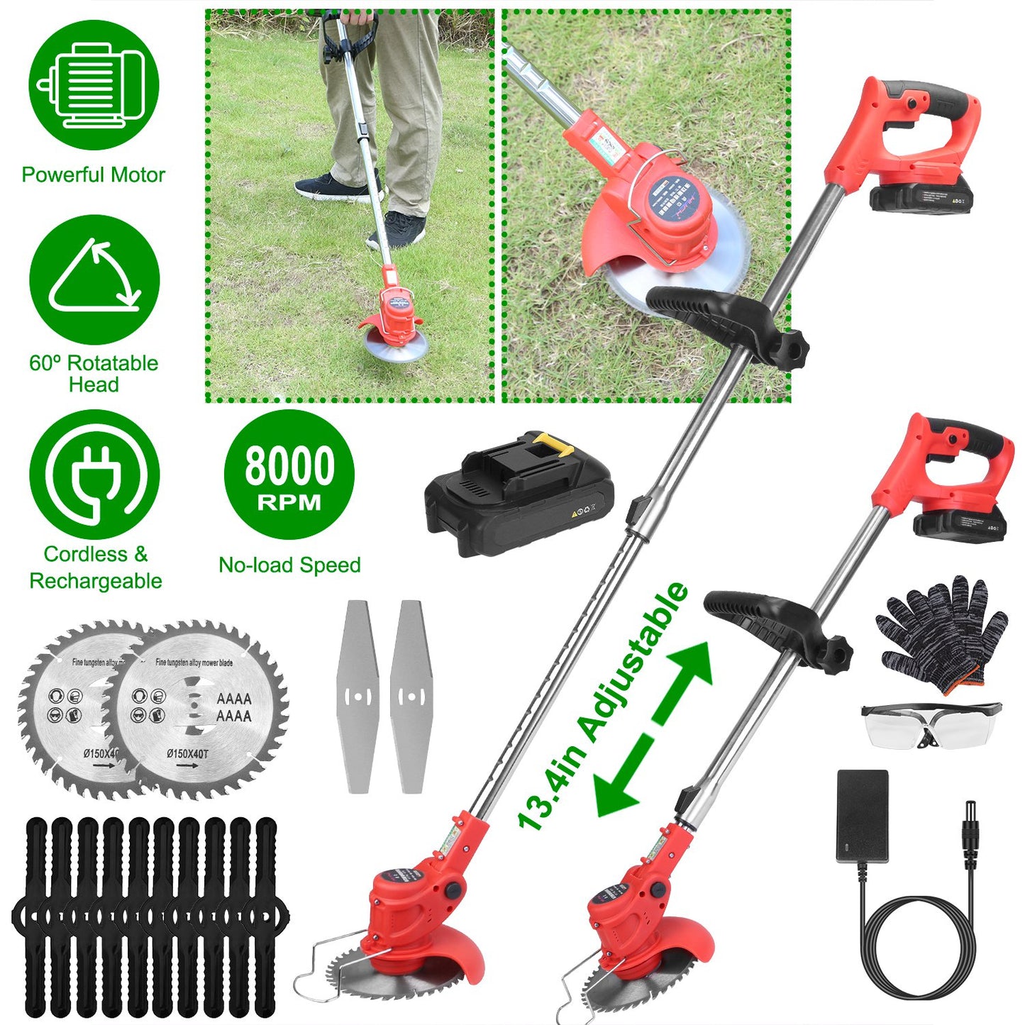 Adjustable Electric Battery Operated - Telescopic Grass Trimmer / Weed Eater