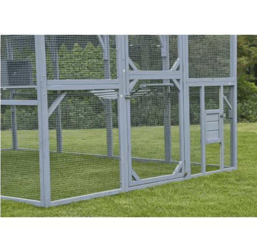 Extra Large 110” Outdoor Cat House Playpen - Cat Playpen with Platform, Waterproof Roof, 2 Sleeping Rooms, and 7 Walkways, for Garden or Backyard - Small Pet Homes