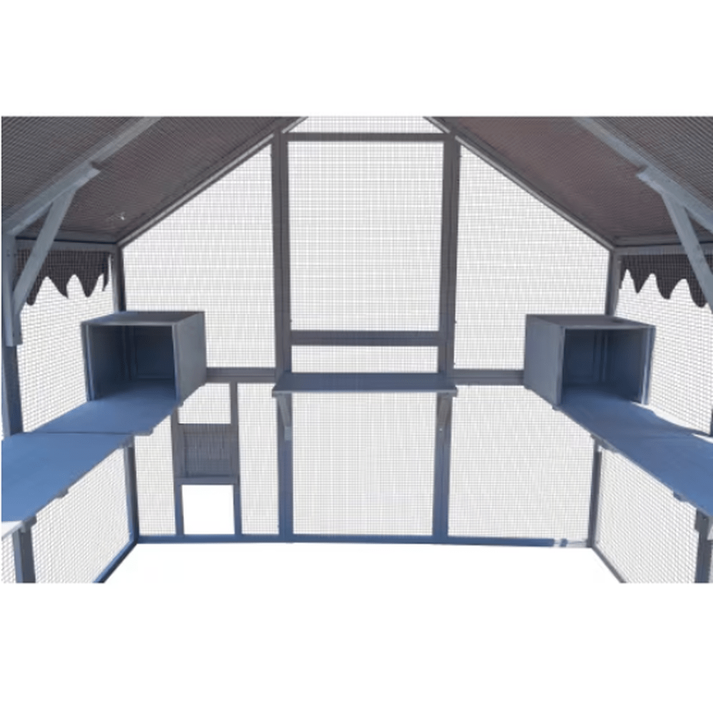 Extra Large 110” Outdoor Cat House Playpen - Cat Playpen with Platform, Waterproof Roof, 2 Sleeping Rooms, and 7 Walkways, for Garden or Backyard - Small Pet Homes