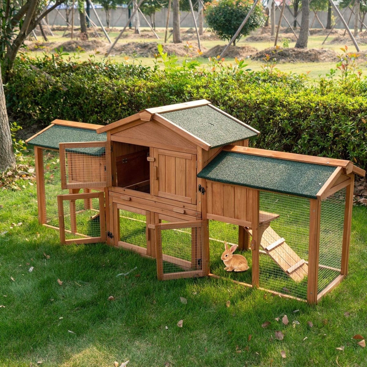 Extra Large 2 - Tier Outdoor Rabbit Hutch - Spacious, Waterproof with Detachable Runs - Small Pet Homes