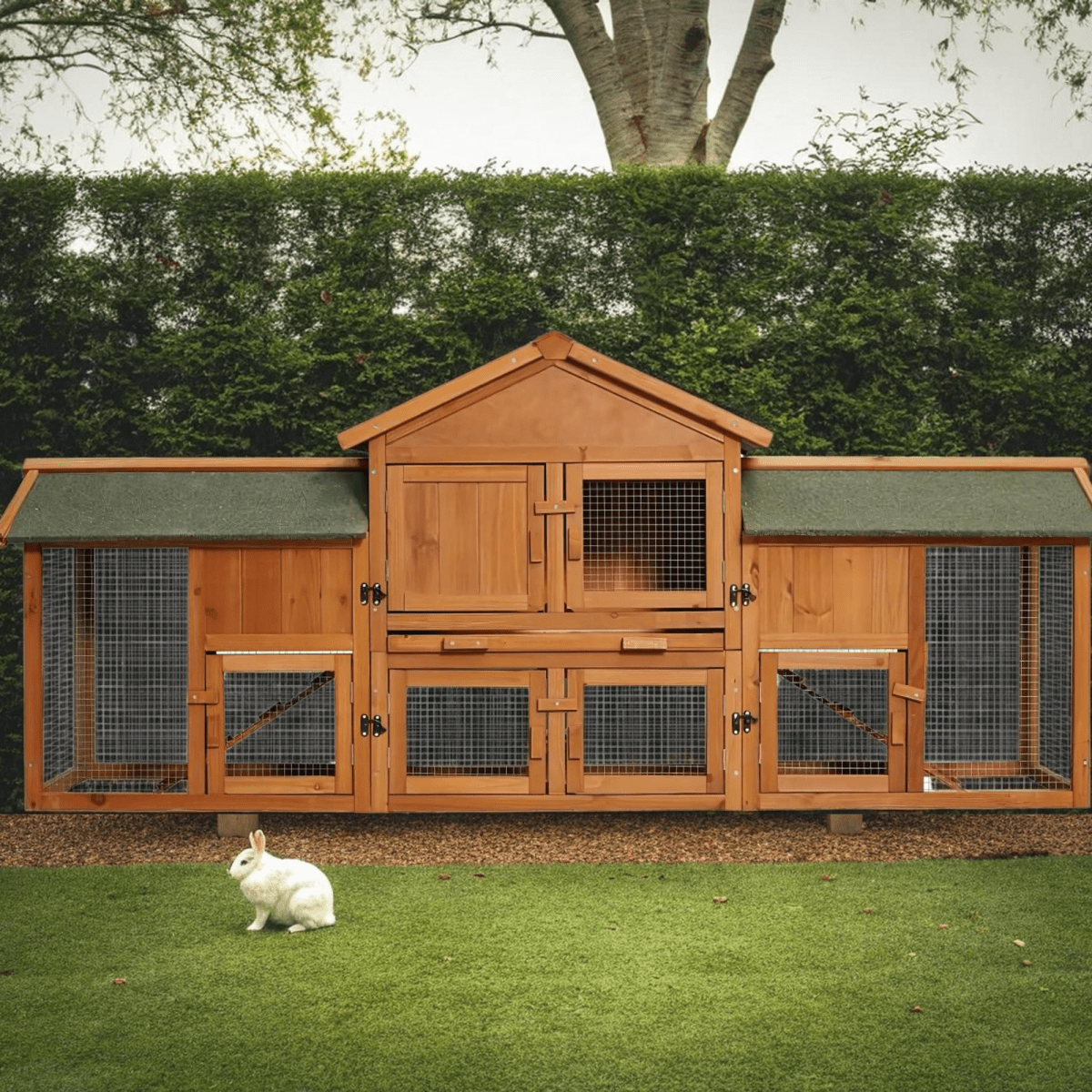 Extra Large 2 - Tier Rabbit Hutch - Spacious, Waterproof with Detachable Runs - Small Pet Homes