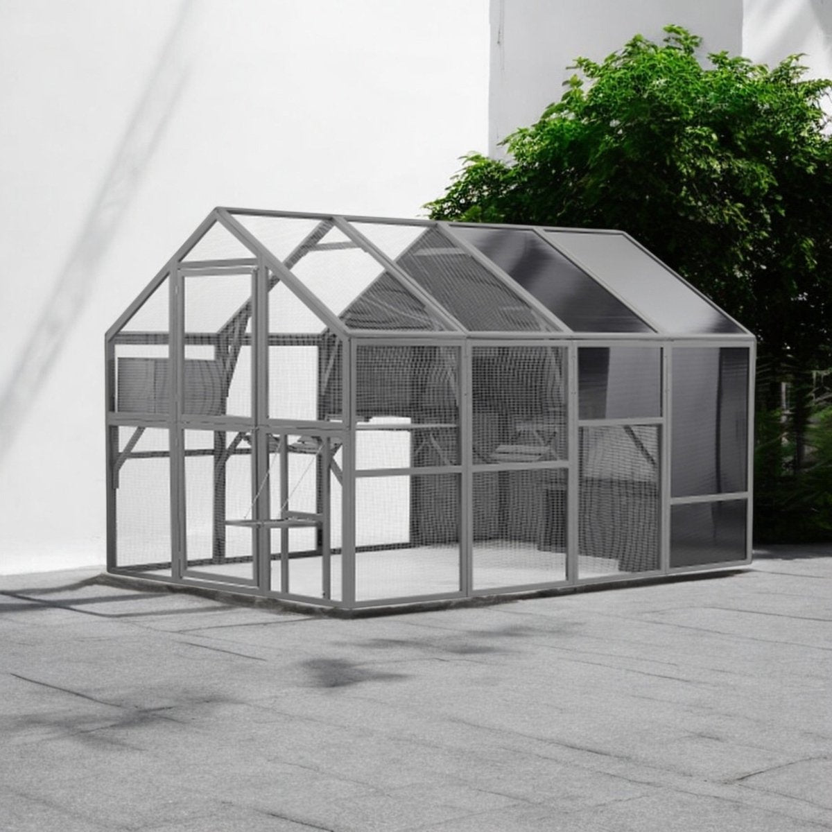 Extra - Large Outdoor Cat Enclosure - Wooden Cat House with Catwalks and Play Features - Small Pet Homes