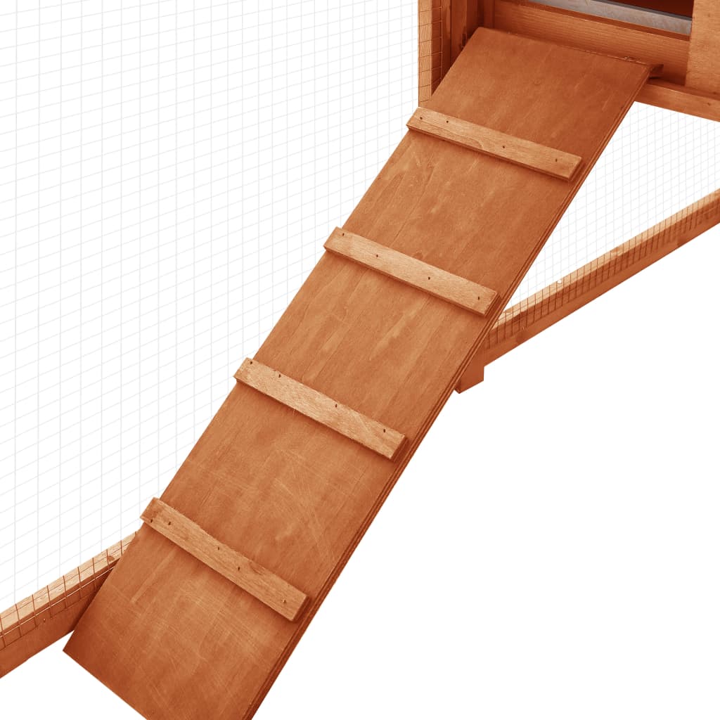 Extra Large Wooden Rabbit Hutch - Spacious, Weather - Resistant with Non - Slip Ramps in Caramel Wood - Small Pet Homes
