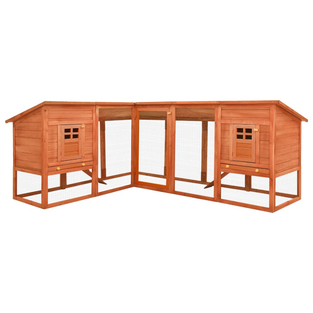 Extra Large Wooden Rabbit Hutch - Spacious, Weather - Resistant with Non - Slip Ramps in Caramel Wood - Small Pet Homes