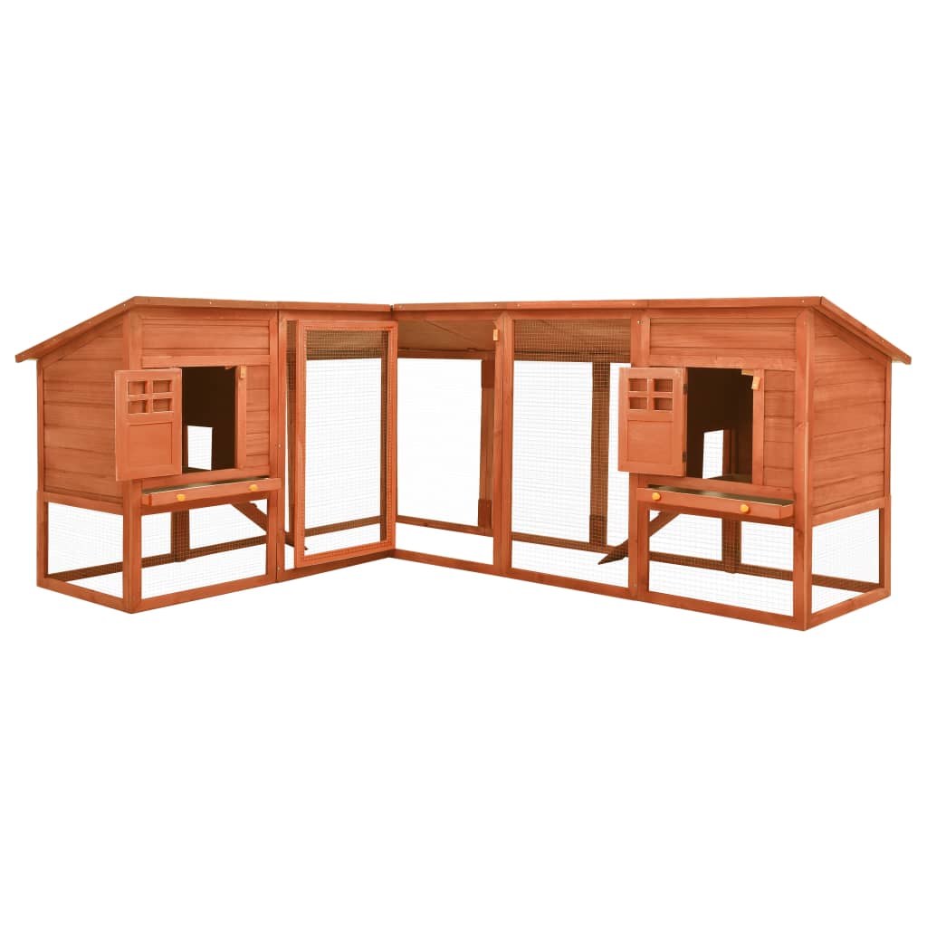 Extra Large Wooden Rabbit Hutch - Spacious, Weather - Resistant with Non - Slip Ramps in Caramel Wood - Small Pet Homes