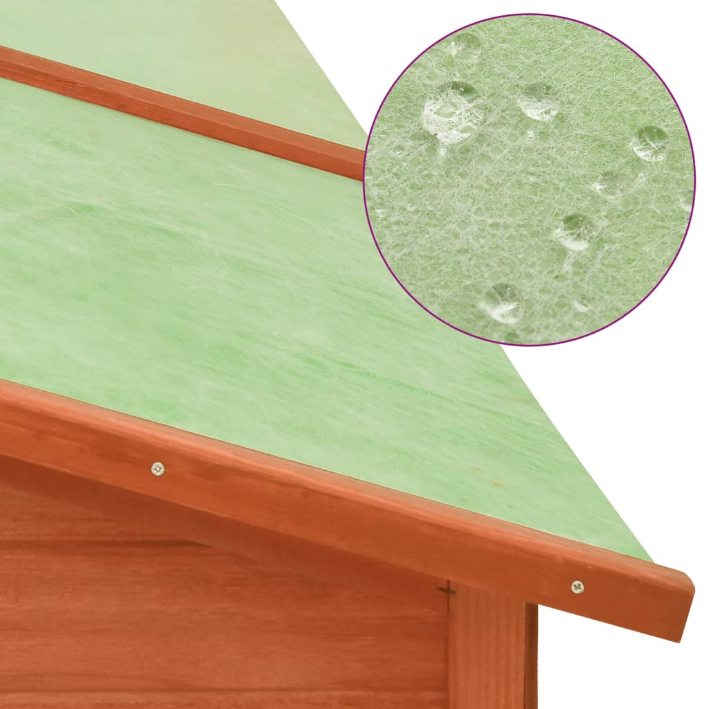 Extra Large Wooden Rabbit Hutch - Spacious, Weather - Resistant with Non - Slip Ramps in Caramel Wood - Small Pet Homes