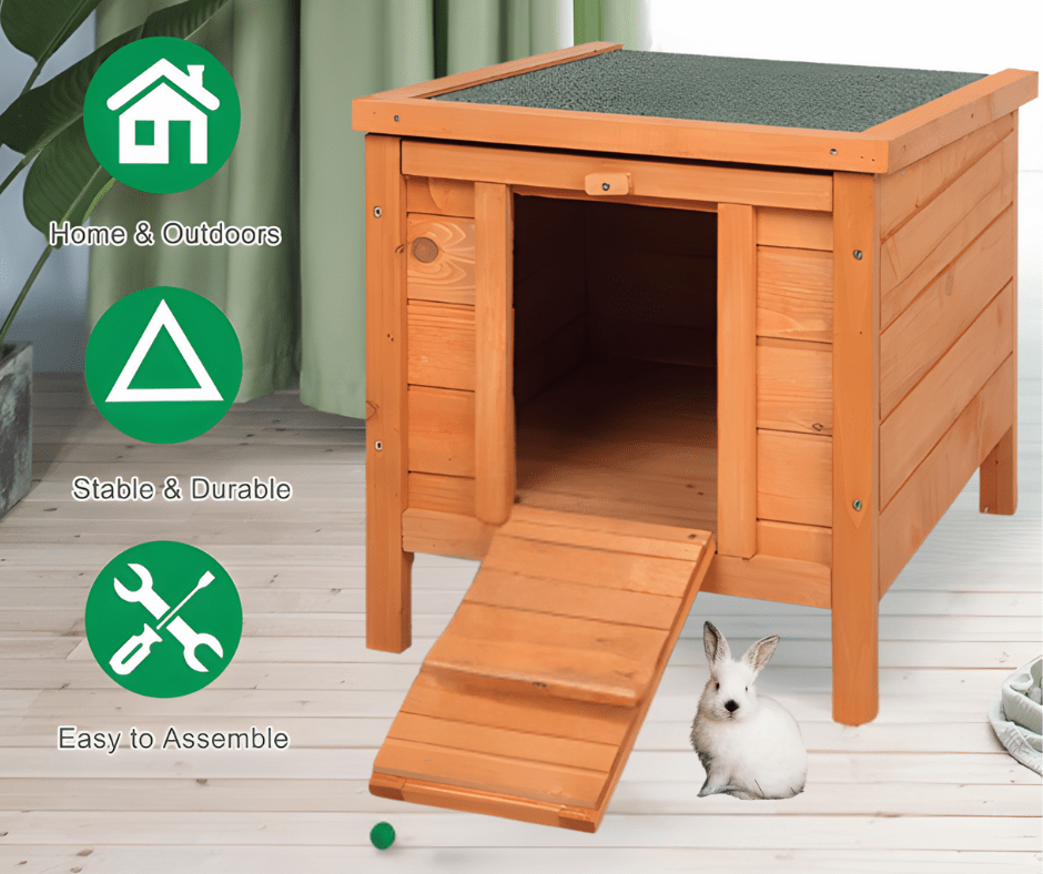 High - Quality Wooden Rabbit Hutch - Weatherproof, Easy Access, and Raised Design - Small Pet Homes