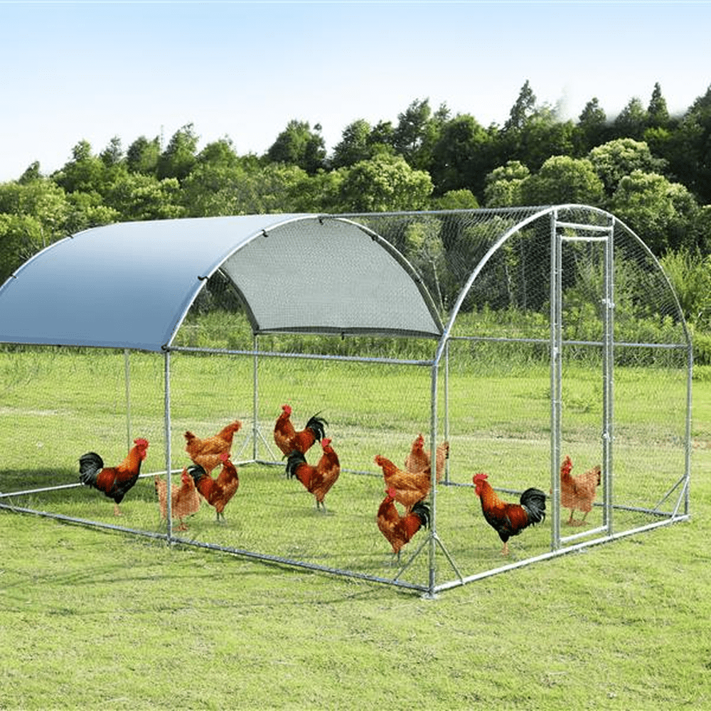 Large Chicken Coop and Run – Durable Metal Frame with Waterproof Cover and Spacious Design - Small Pet Homes