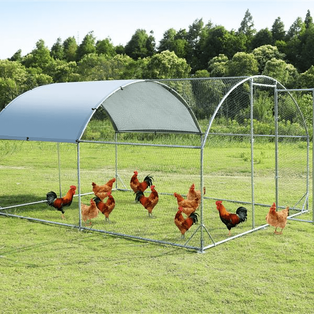 Large Chicken Coop and Run – Durable Metal Frame with Waterproof Cover and Spacious Design - Small Pet Homes