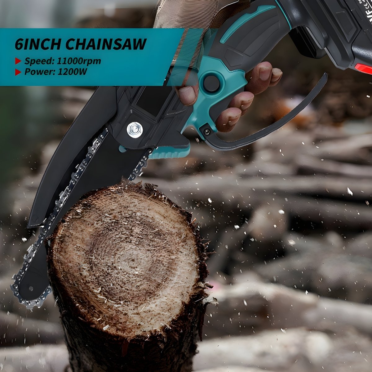 Mini Cordless Electric Chainsaw - Battery Powered Pruning & Wood Cutting Tool - Small Pet Homes
