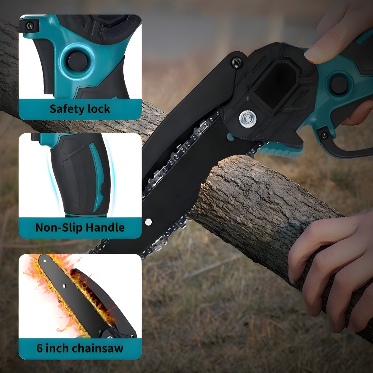 Mini Cordless Electric Chainsaw - Battery Powered Pruning & Wood Cutting Tool - Small Pet Homes