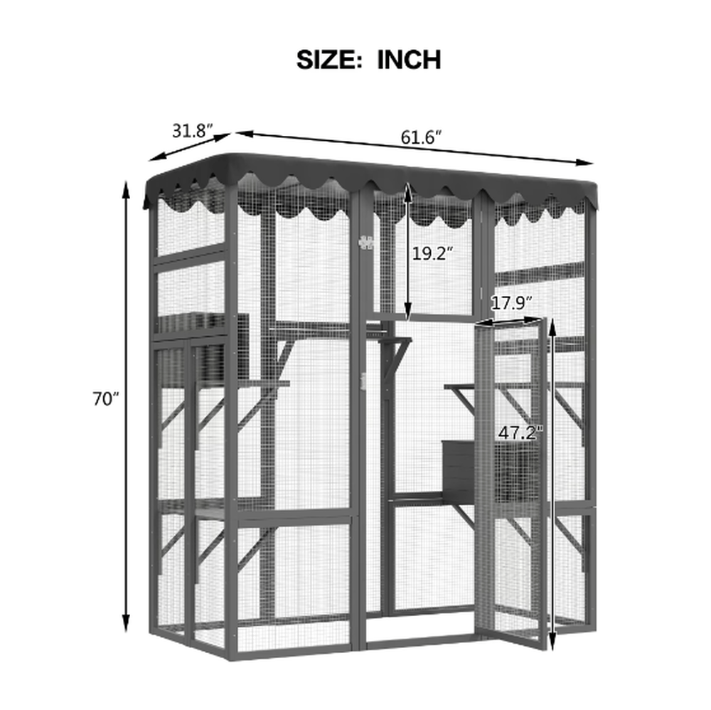 Outdoor Cat House Catio - Spacious with 6 Ledges and Weatherproof Design - Small Pet Homes