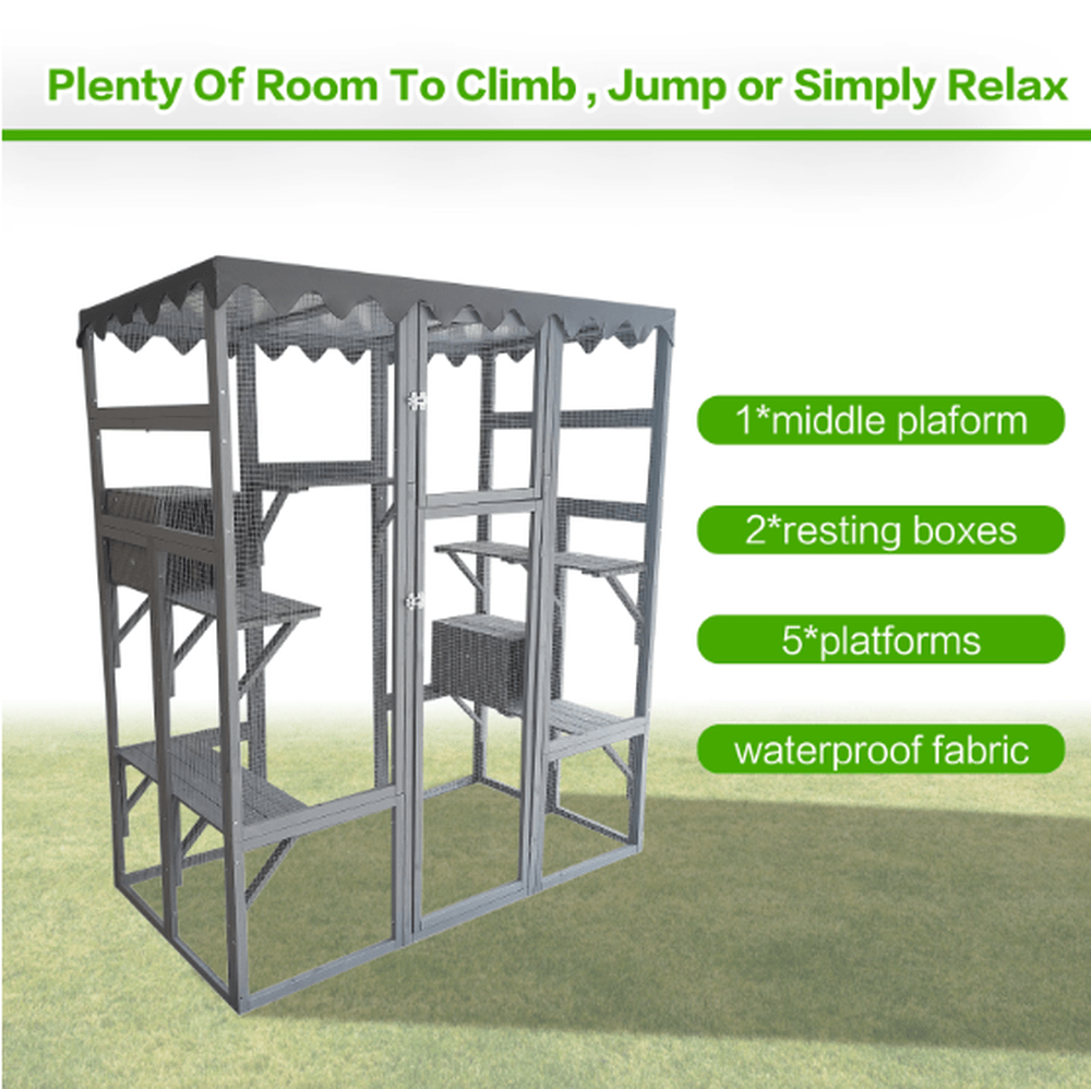 Outdoor Cat House Catio - Spacious with 6 Ledges and Weatherproof Design - Small Pet Homes