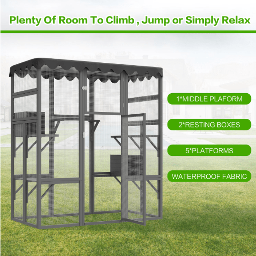 Outdoor Cat House Catio - Spacious with 6 Ledges and Weatherproof Design - Small Pet Homes