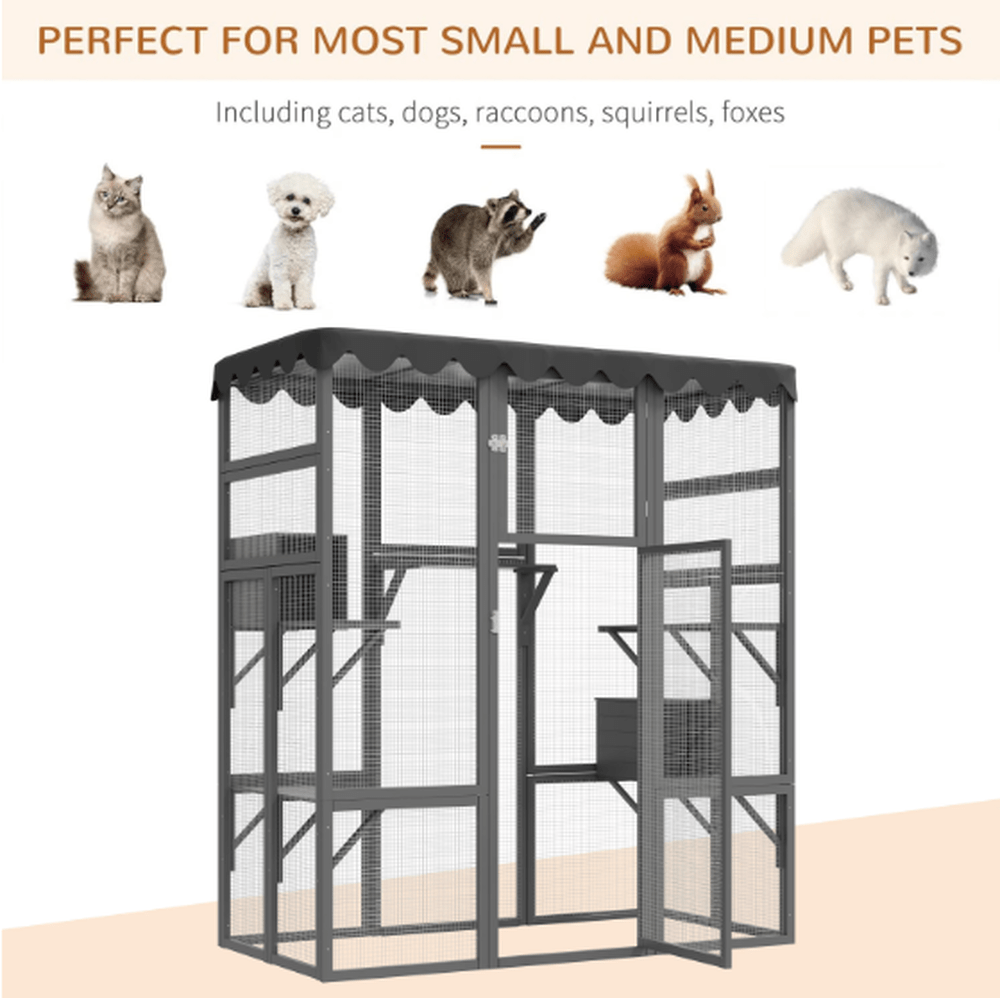 Outdoor Cat House Catio - Spacious with 6 Ledges and Weatherproof Design - Small Pet Homes