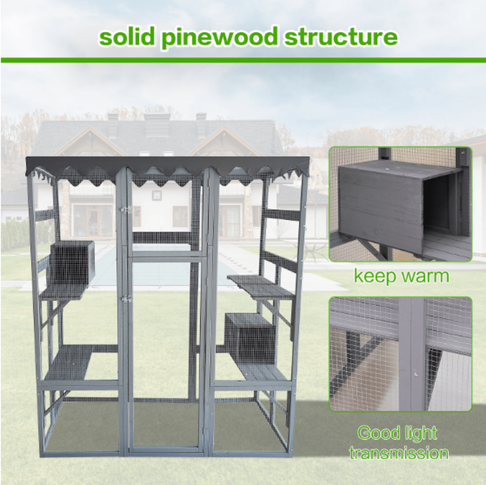 Outdoor Cat House Catio - Spacious with 6 Ledges and Weatherproof Design - Small Pet Homes