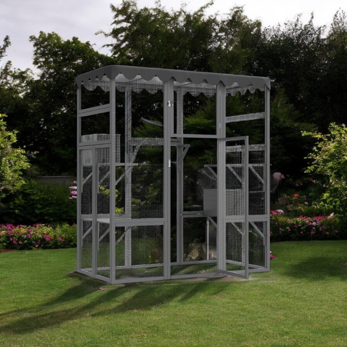 Outdoor Cat House Catio - Spacious with 6 Ledges and Weatherproof Design - Small Pet Homes