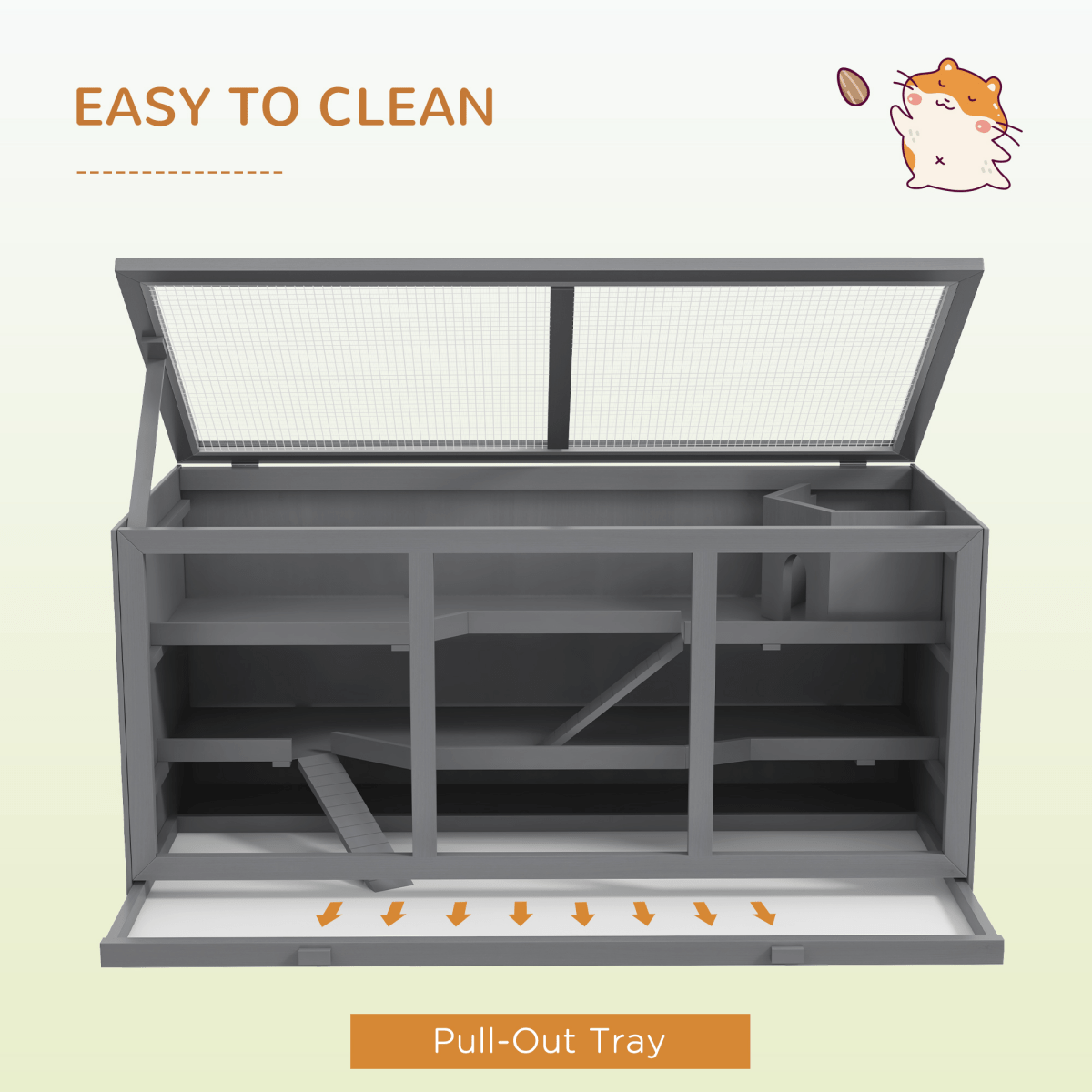 Oversized Wooden Hamster Cage with Open Roof, Cabin, and Ramp - Large Habitat for Hamsters and Small Animals - Small Pet Homes