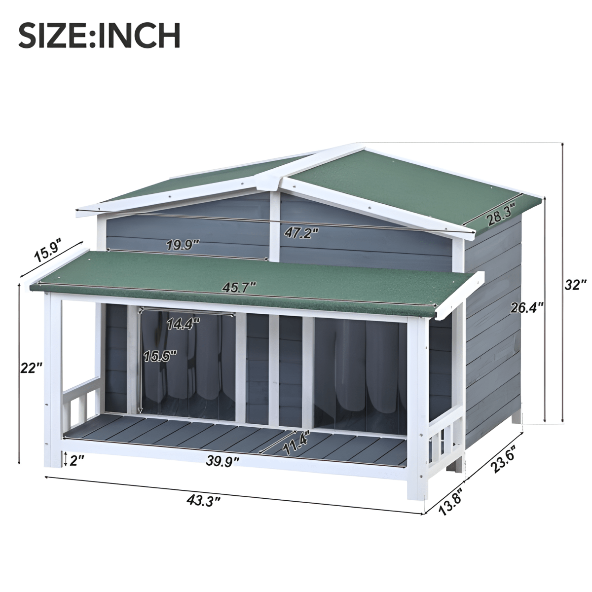 Spacious Wooden Dog House with Porch - Sturdy, Weather - Resistant for Medium Dogs - Small Pet Homes