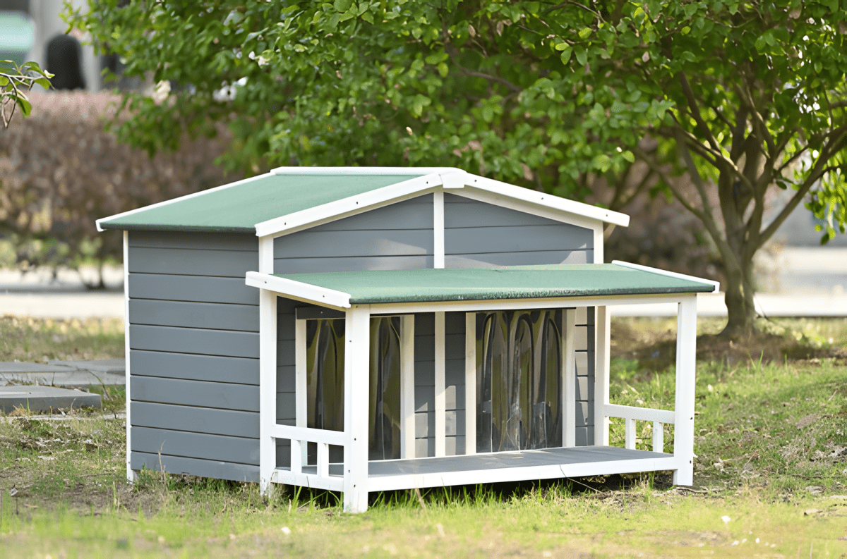 Spacious Wooden Dog House with Porch - Sturdy, Weather - Resistant for Medium Dogs - Small Pet Homes