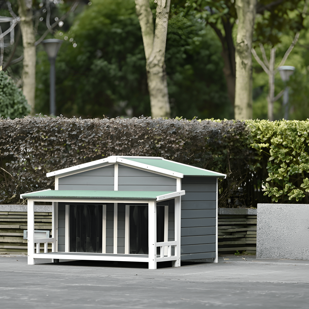 Spacious Wooden Dog House with Porch - Sturdy, Weather - Resistant for Medium Dogs - Small Pet Homes