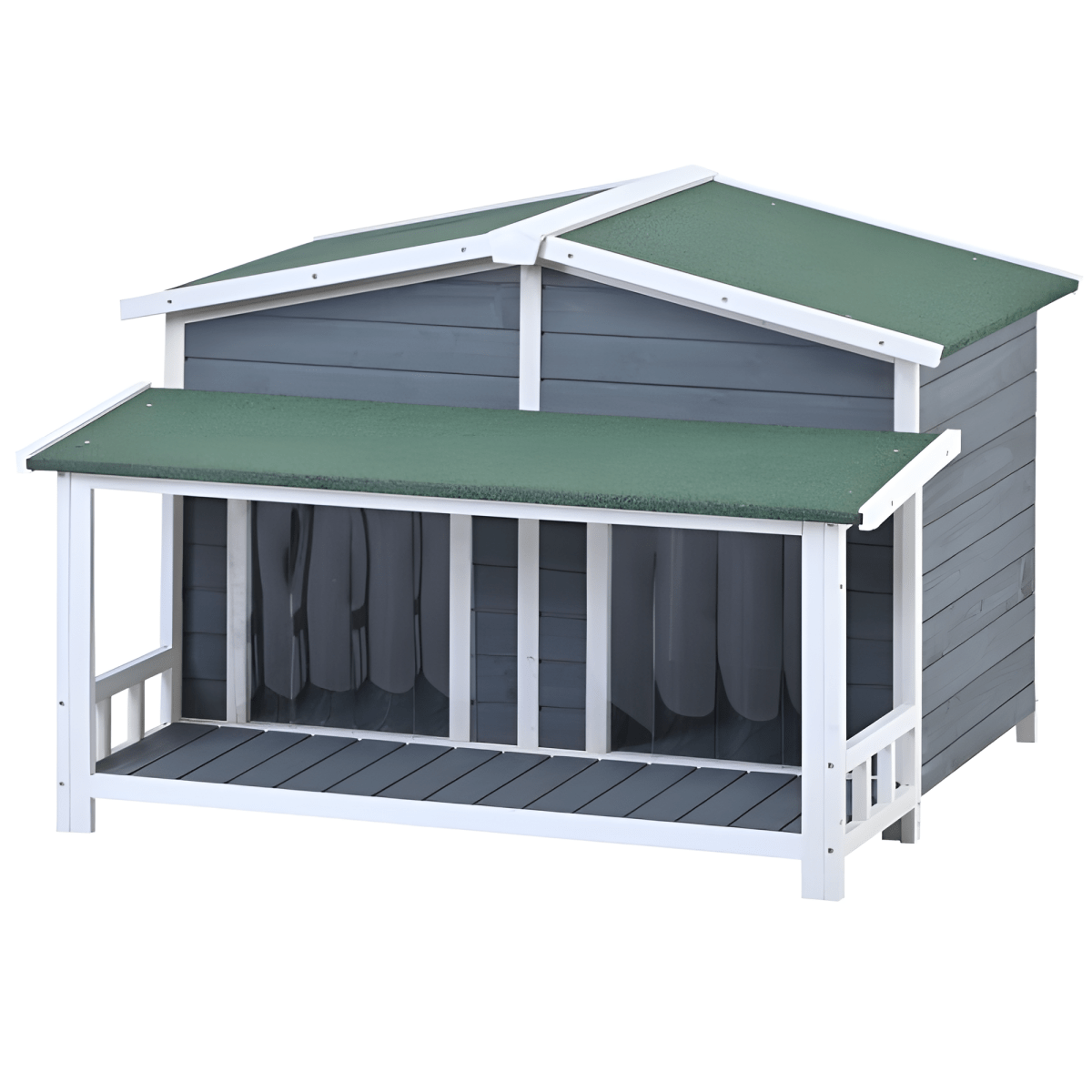 Spacious Wooden Dog House with Porch - Sturdy, Weather - Resistant for Medium Dogs - Small Pet Homes