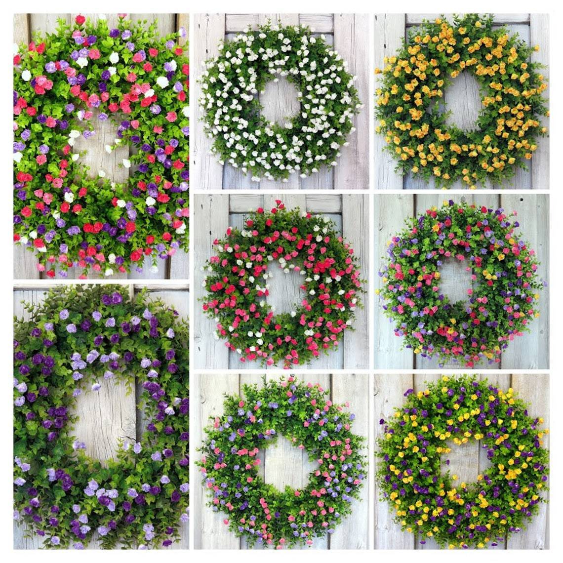 Spring Garland for Front Door – Artificial Floral Greenery for Porch, Mantel & Wedding Decor - Small Pet Homes