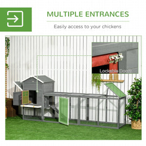 118" Extra Large Chicken Coop with Asphalt Roof and Nesting Box – Outdoor Wooden Poultry House - Small Pet Homes