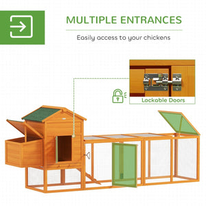 118” Large Chicken Coop with Run and Nesting Box, Outdoor Hen House for 2–4 Chickens - Small Pet Homes