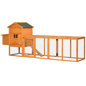 118” Large Chicken Coop with Run and Nesting Box, Outdoor Hen House for 2–4 Chickens - Small Pet Homes