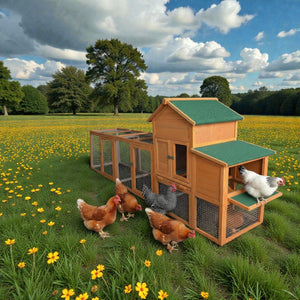 122” Large Wooden Chicken Coop with Run – 2 - 4 Chicken Hen House – Predator - Proof & Built to Last - Small Pet Homes