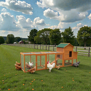 122” Large Wooden Chicken Coop with Run – 2 - 4 Chicken Hen House – Predator - Proof & Built to Last - Small Pet Homes