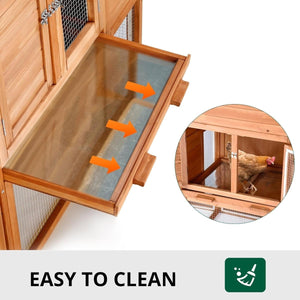 122” Large Wooden Chicken Coop with Run – Backyard Hen House with Pull - Out Tray & Asphalt Roof - Small Pet Homes