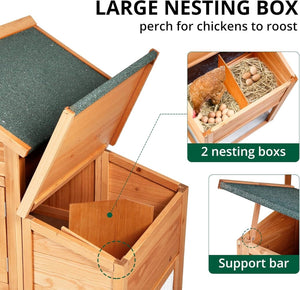 122” Large Wooden Chicken Coop with Run – Backyard Hen House with Pull - Out Tray & Asphalt Roof - Small Pet Homes