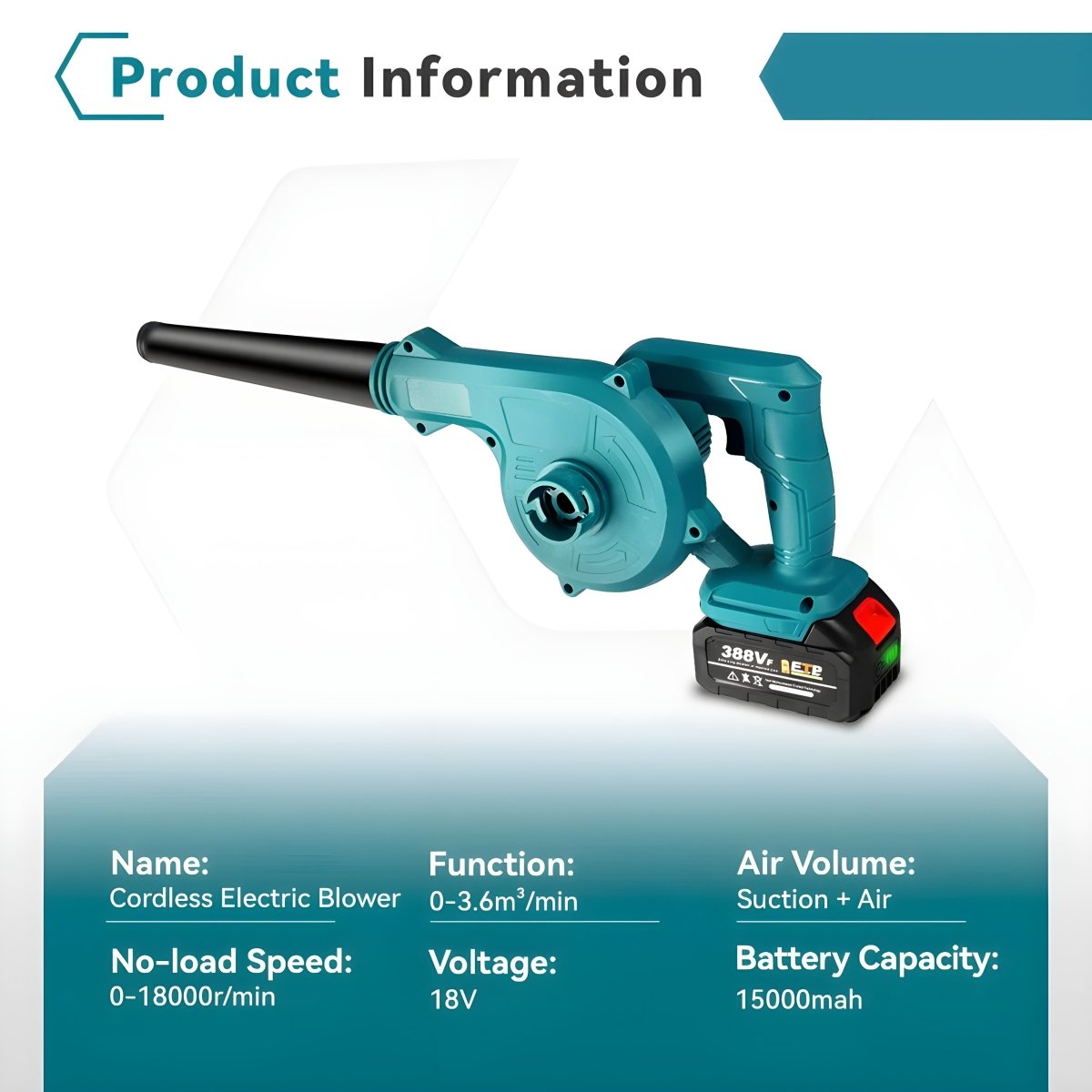 2 - in - 1 Cordless Electric Leaf & Dust Blower / Vacuum – 18V/21V Battery Powered - Small Pet Homes