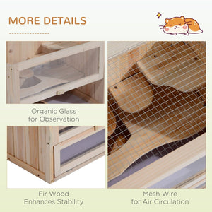 2 - Level Hamster Cage – Small Animal Habitat with Openable Top, Front Door, Shelf & Ramp for Guinea Pigs, Chinchillas, Mice & Rats - Small Pet Homes