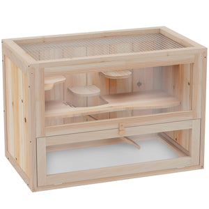2 - Level Hamster Cage – Small Animal Habitat with Openable Top, Front Door, Shelf & Ramp for Guinea Pigs, Chinchillas, Mice & Rats - Small Pet Homes