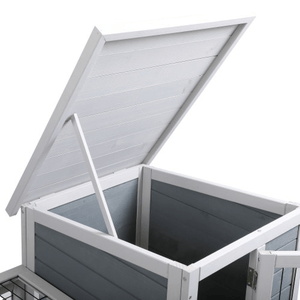 2 - Story Wooden Guinea Pig Hutch with Ventilated Fence, Removable Cleaning Tray & Skylight - Small Pet Homes