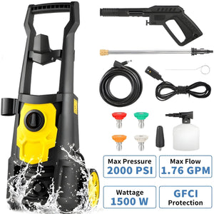 2000PSI Electric Portable Pressure Washer – Car & Outdoor Cleaning Tool - Small Pet Homes