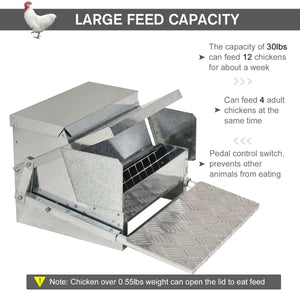 25 lbs Automatic Chicken Feeder – Weatherproof Galvanized Steel & Aluminum Poultry Feeder for Outdoor Use - Small Pet Homes